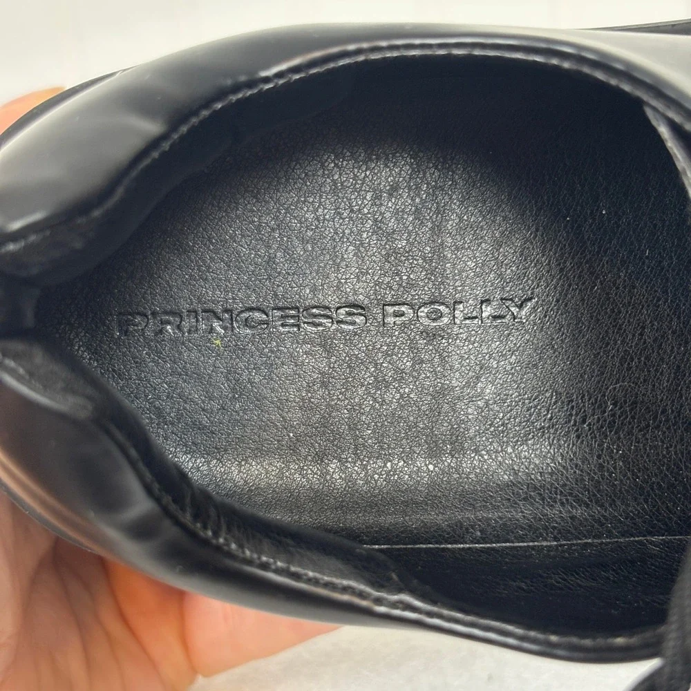 Princess Polly Chunky Black Loafers Womens 6 Platform Lug Sole Goth Grunge Lace